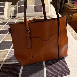 Amazon Rich Brown Leather Tote Bag